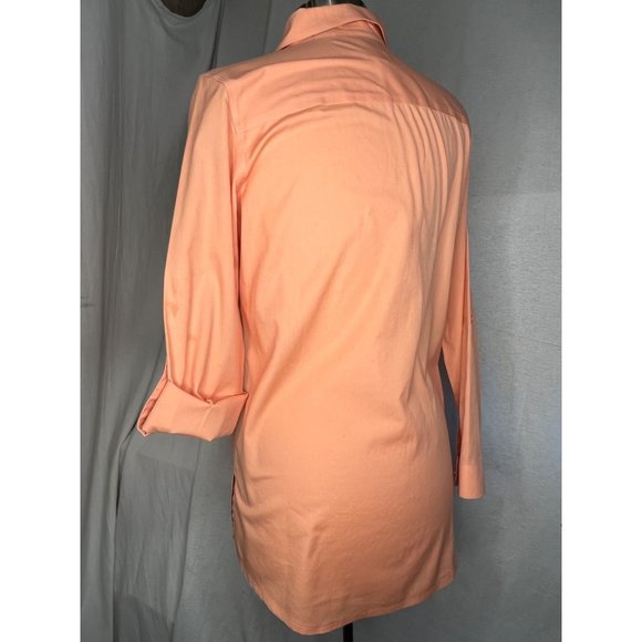 Chicos, orange button front blouse size 0/US4XS  no iron long sleeve - Picture 4 of 14